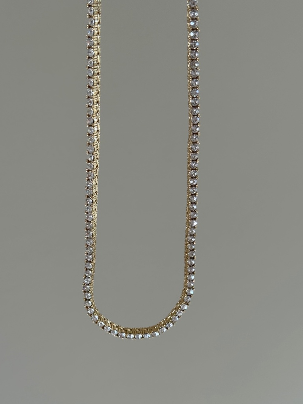 Gold Faux Diamond Tennis Necklace